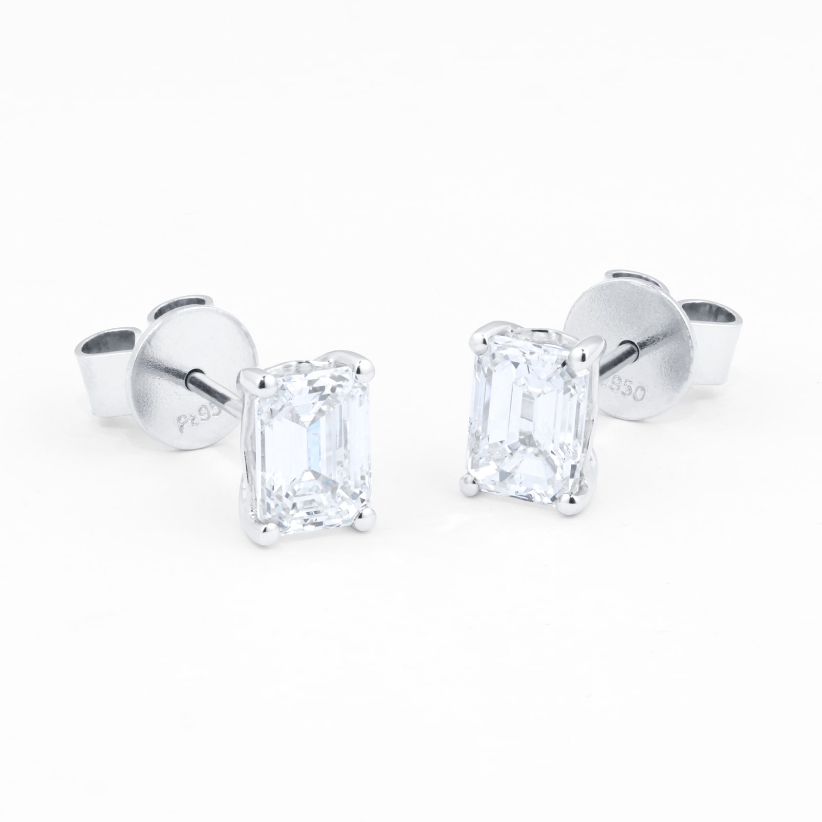 Mappin & Webb Platinum 2.00cttw Emerald Cut Stud Earrings Plat EC 2ct ...