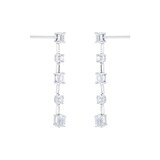 Mappin & Webb 18ct White Gold 1.48cttw Emerald and Brilliant Cut Bar Drop Earrings