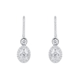 Mappin & Webb 18ct White Gold 2.1cttw Oval & Brilliant Cut Halo Drop Earrings