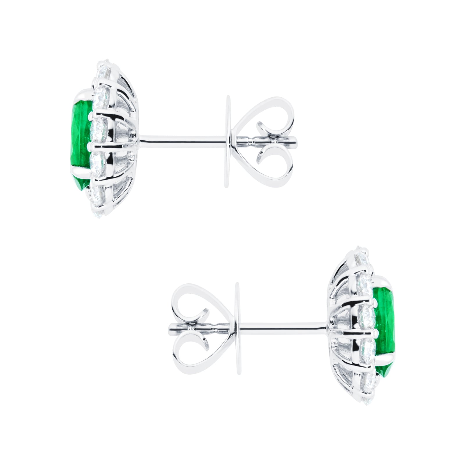 Mappin & Webb 18ct White Gold 0.80cttw Diamond and Emerald Cut Oval Stud Earrings