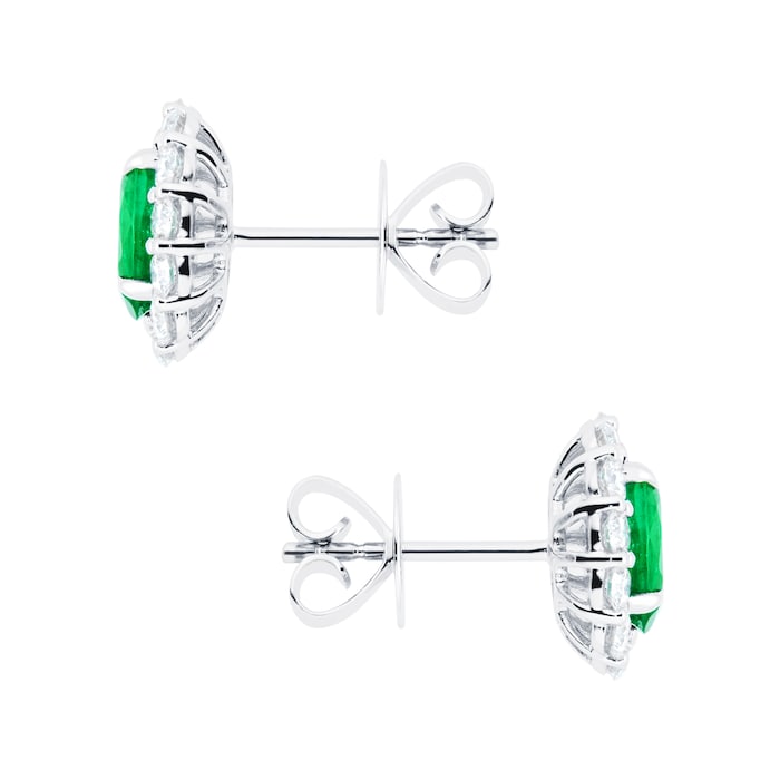 Mappin & Webb 18ct White Gold 0.80cttw Diamond and Emerald Cut Oval Stud Earrings