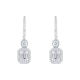 Mappin & Webb 18ct White Gold 2.10cttw Emerald Cut and Brilliant Cut Drop Earrings