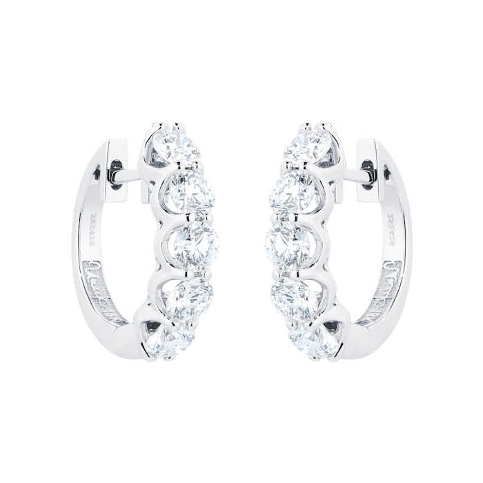 Mappin & Webb 18ct White Gold 2.00cttw Ten Stone Diamond Huggie Earrings
