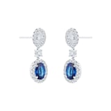 Mappin & Webb 18ct White Gold Oval Cut Sapphire and Diamond Drop Earrings