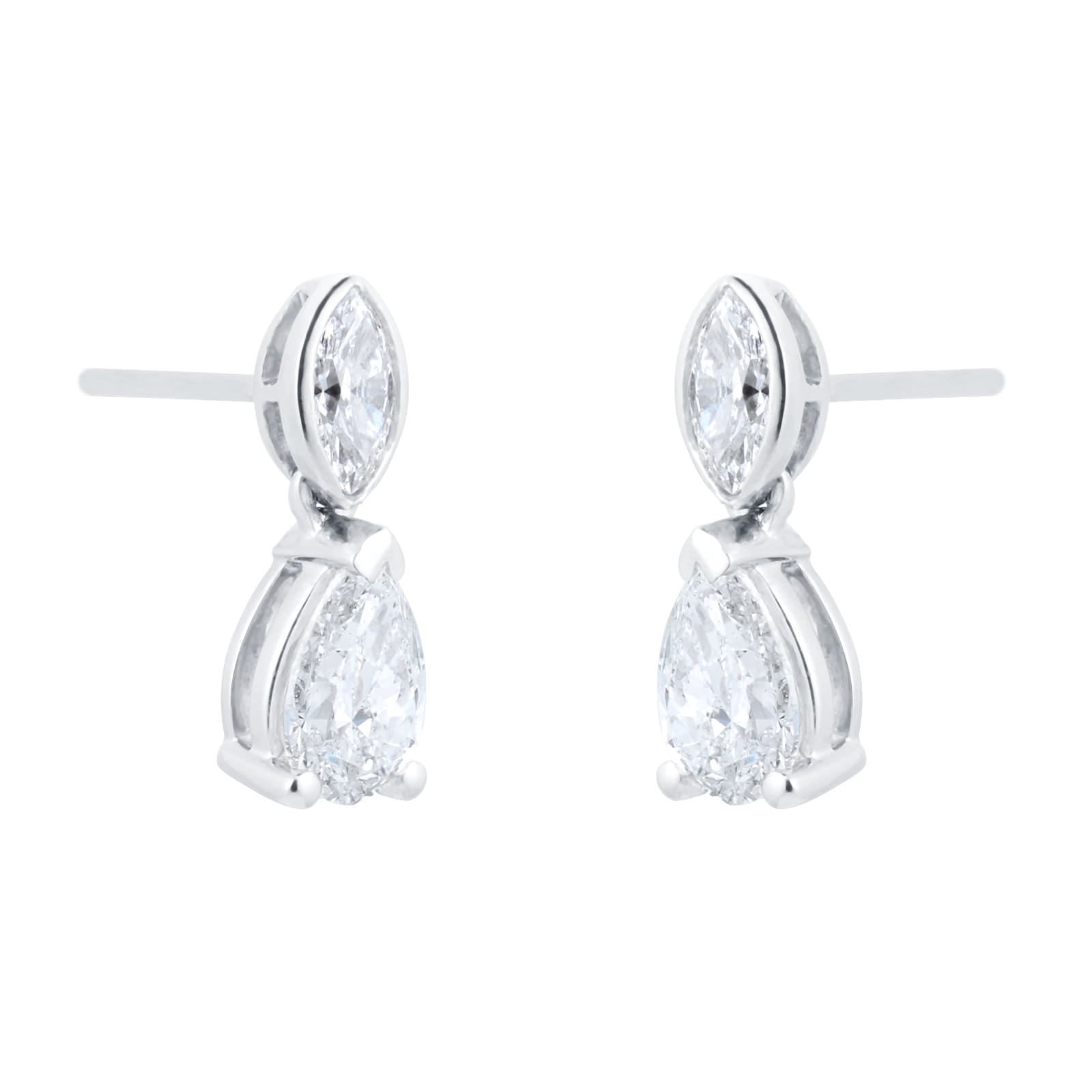 Platinum 2.00cttw Pear Cut Diamond Drop Earrings