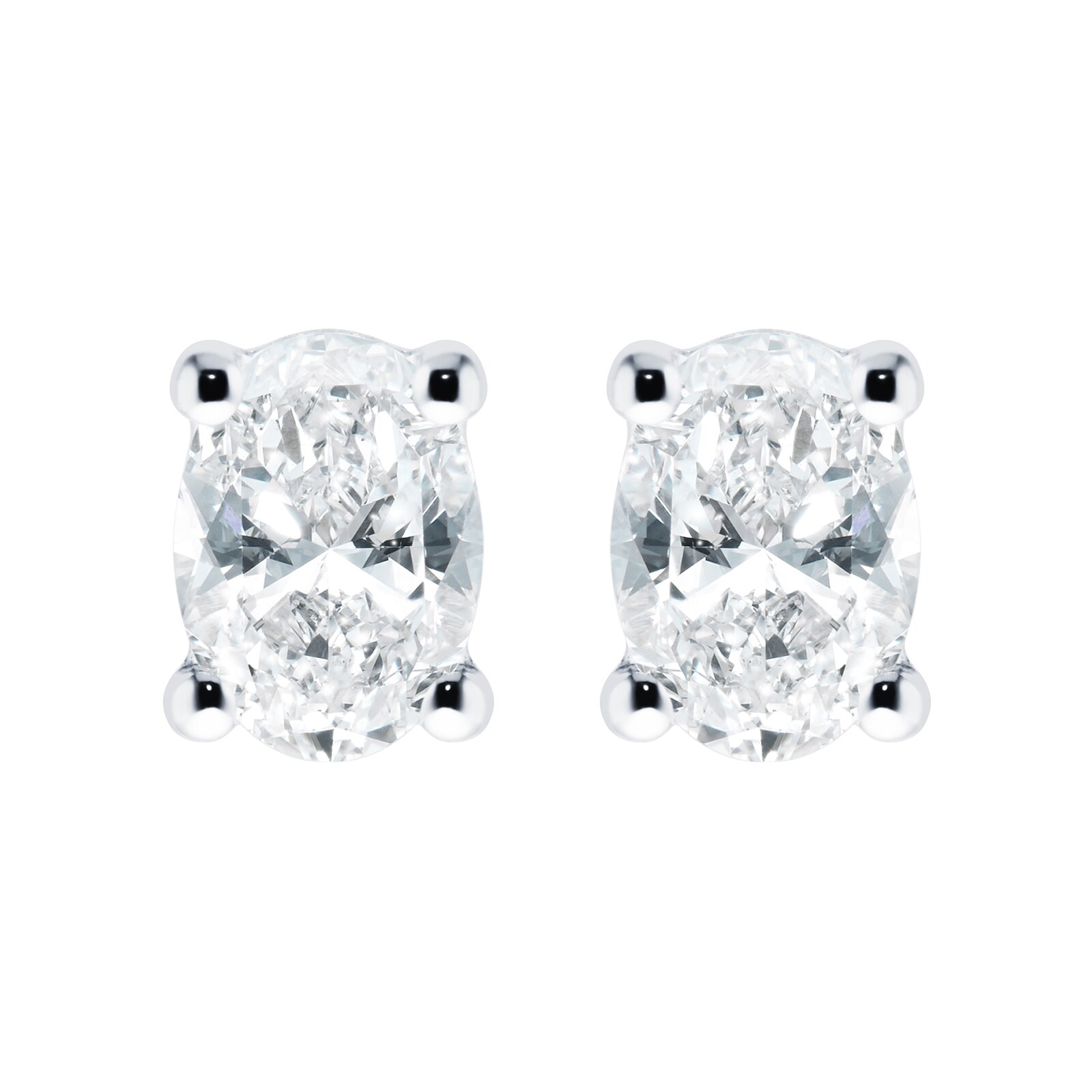 Platinum 1.40cttw Oval Cut Diamond Stud Earrings