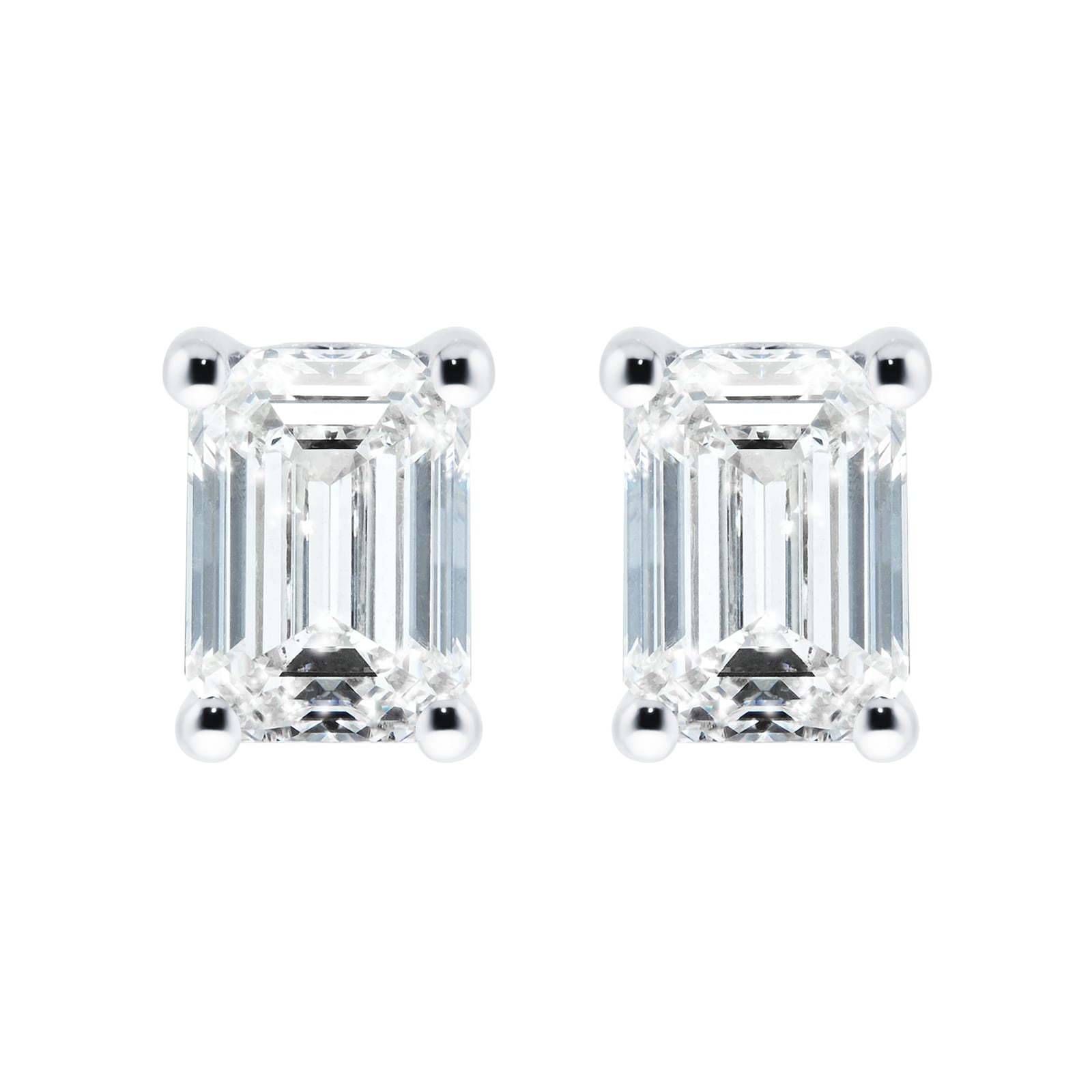 Platinum 1.40cttw Emerald Cut Diamond Stud Earrings