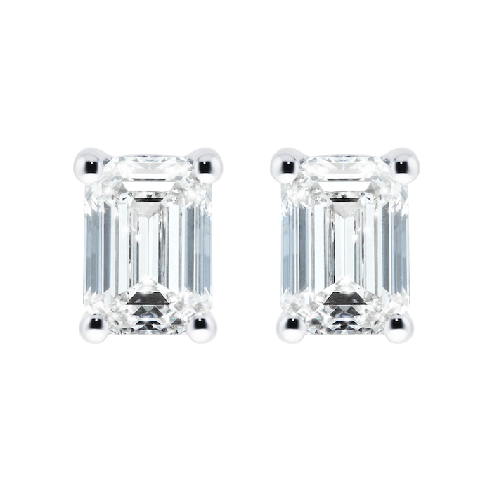Mappin & Webb Platinum 1.40cttw Emerald Cut Diamond Stud Earrings