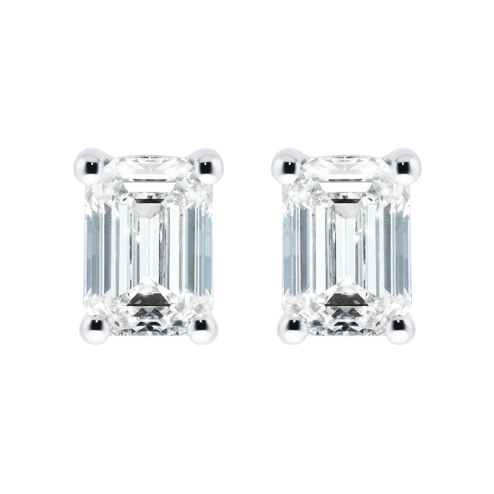 Mappin & Webb Platinum 1.40cttw Emerald Cut Diamond Stud Earrings PLAT ...