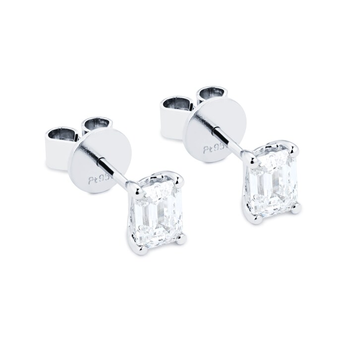 Mappin & Webb Platinum 1.40cttw Emerald Cut Diamond Stud Earrings