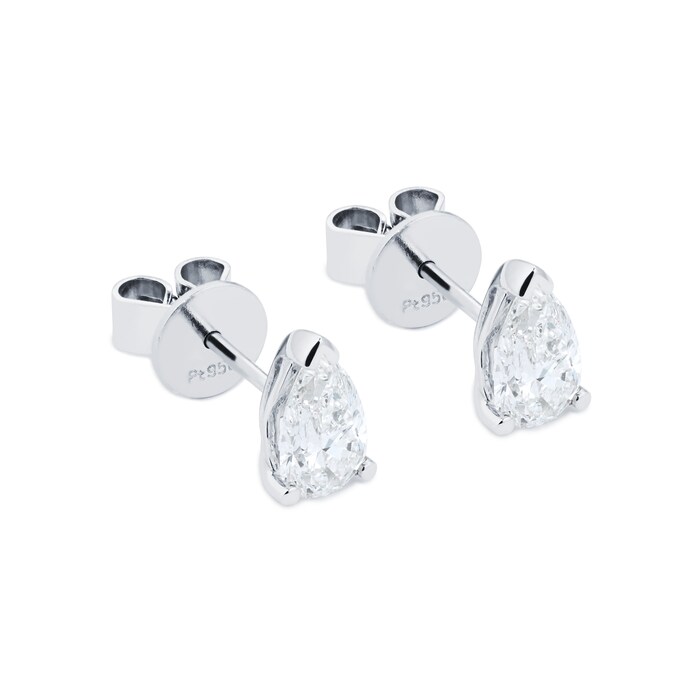 Mappin & Webb Platinum 1.40cttw Pear Cut Diamond Stud Earrings