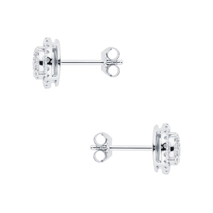 Goldsmiths 9ct White Gold 0.35ct Diamond Oval Cluster Stud Earrings