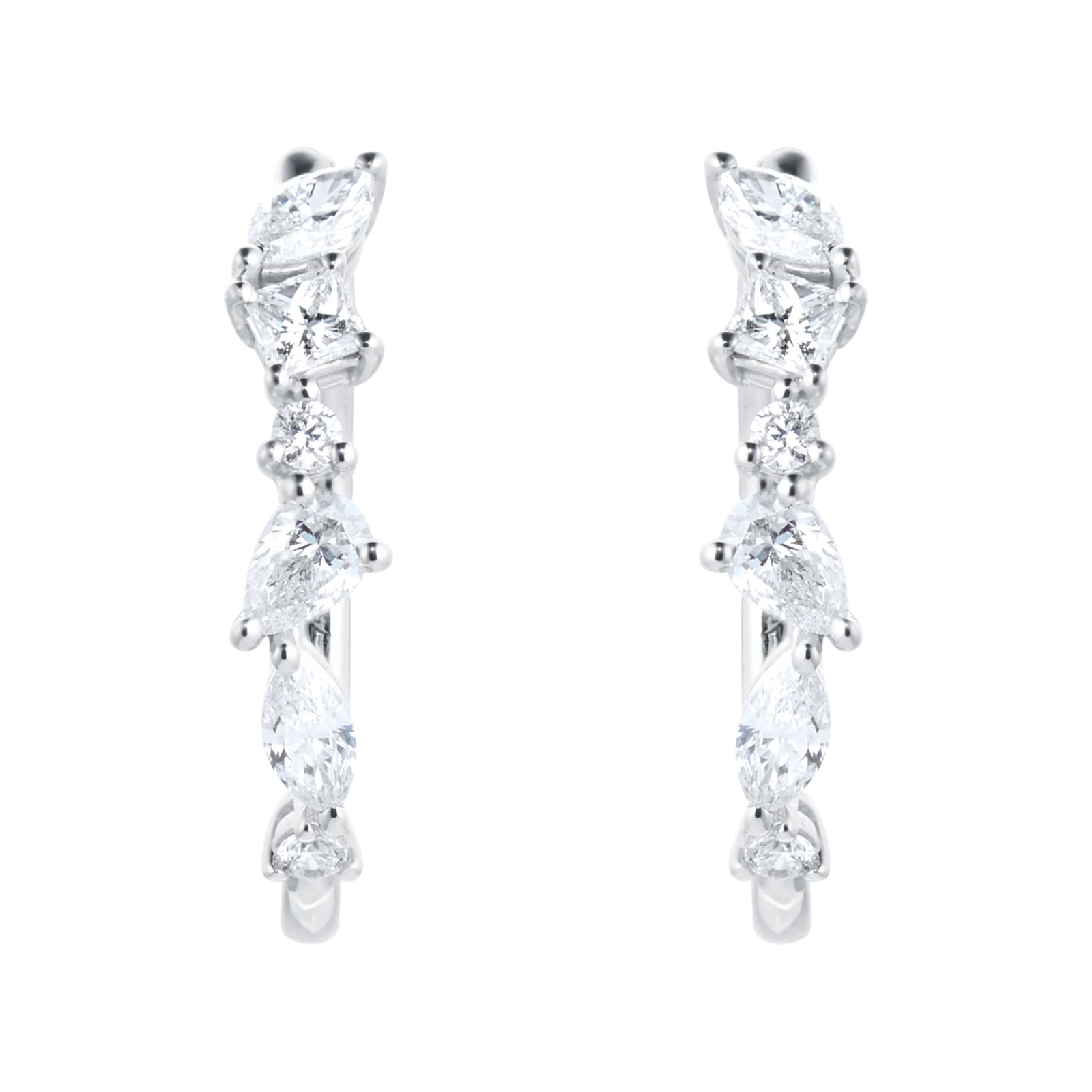 Mappin & Webb Riveret 18ct White Gold 1.00cttw Mixed Cut Diamond Hoop Earrings Mappin & Webb Riveret 18ct White Gold 1.00cttw Mixed Cut Diamond Hoop Earrings
