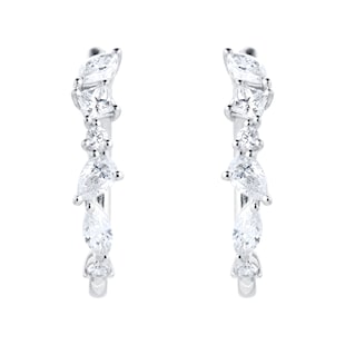 Mappin & Webb Riveret 18ct White Gold 1.00cttw Mixed Cut Diamond Hoop Earrings