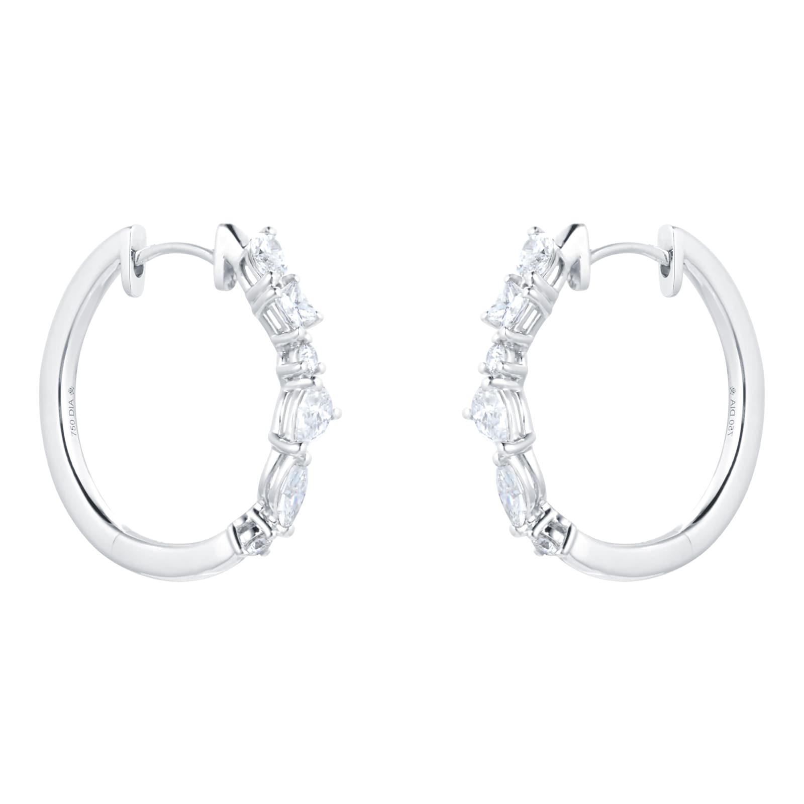 Mappin & Webb Riveret 18ct White Gold 1.00cttw Mixed Cut Diamond Hoop Earrings Mappin & Webb Riveret 18ct White Gold 1.00cttw Mixed Cut Diamond Hoop Earrings
