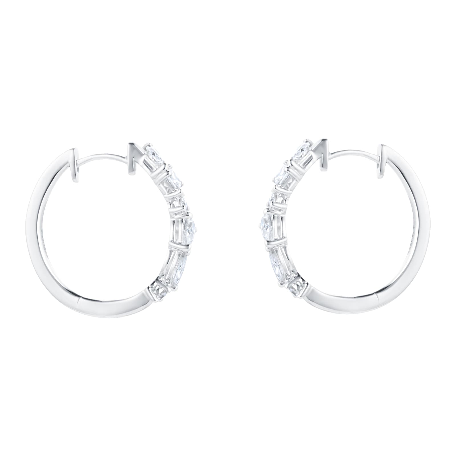 Mappin & Webb Riveret 18ct White Gold 1.00cttw Mixed Cut Diamond Hoop Earrings Mappin & Webb Riveret 18ct White Gold 1.00cttw Mixed Cut Diamond Hoop Earrings