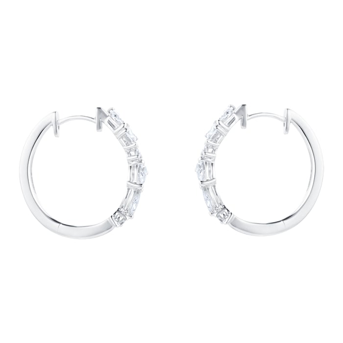Mappin & Webb Riveret 18ct White Gold 1.00cttw Mixed Cut Diamond Hoop Earrings