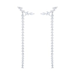 12153339 - Riveret 18ct White Gold 1.50cttw Mixed Cut Diamond Climber Drop Earrings