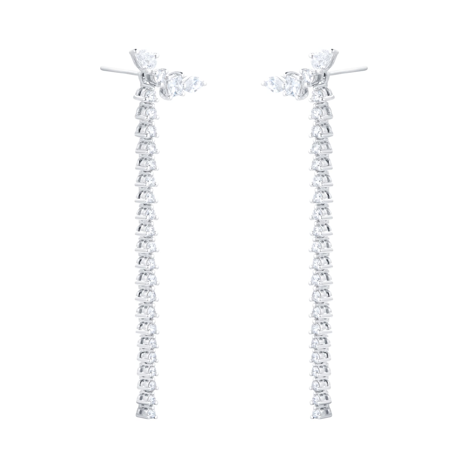 Mappin & Webb Riveret 18ct White Gold 1.50cttw Mixed Cut Diamond Climber Drop Earrings