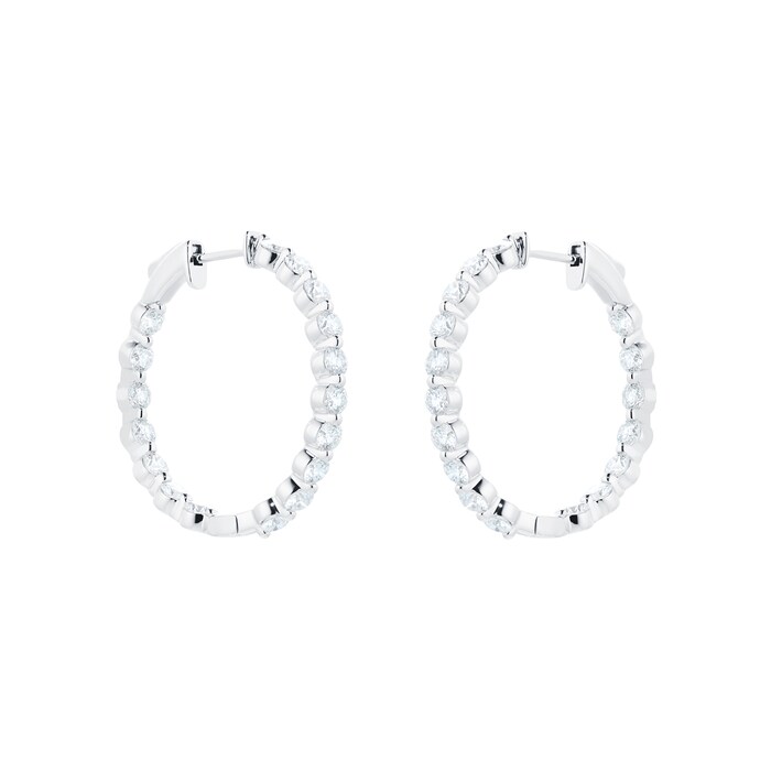 Mappin & Webb 18ct White Gold 2.89cttw Brilliant Cut Diamond Hoop Earrings