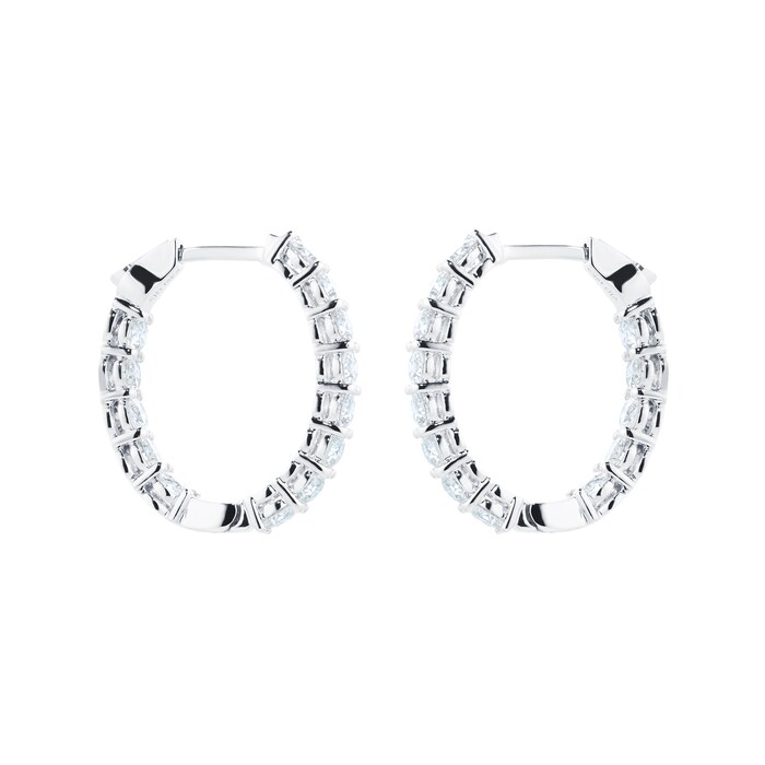 Mappin & Webb 18ct White Gold 2.89cttw Brilliant Cut Diamond Oval Hoop Earrings