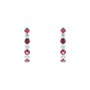 Mappin & Webb 18ct White Gold Ruby & 1.80cttw Diamond Hoop Earrings