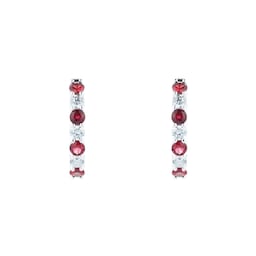 12153344 - 18ct White Gold Ruby & 1.80cttw Diamond Hoop Earrings