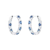 Mappin & Webb 18ct White Gold Sapphire & 1.80cttw Diamond Hoop Earrings