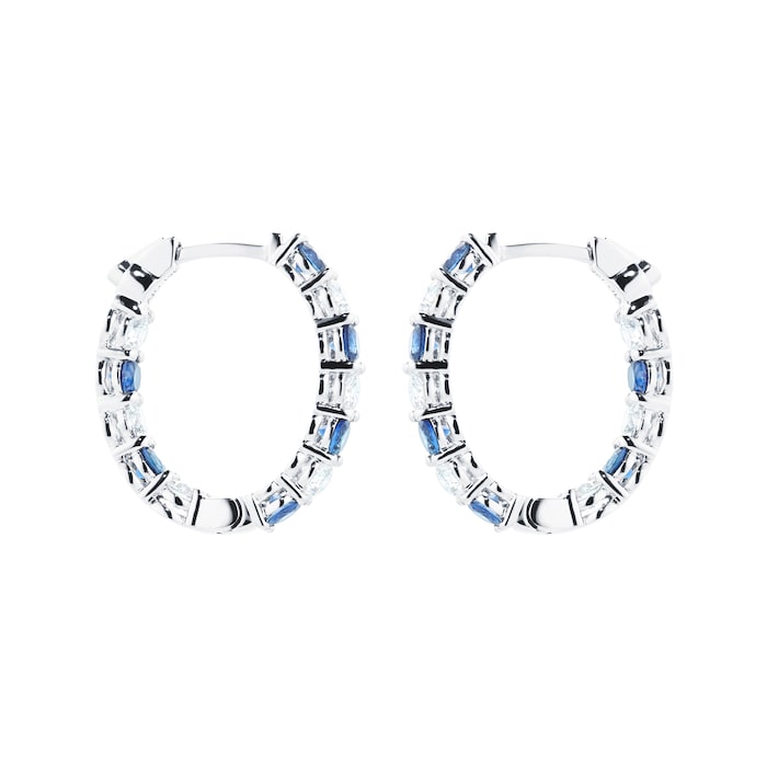Mappin & Webb 18ct White Gold Sapphire & 1.80cttw Diamond Hoop Earrings