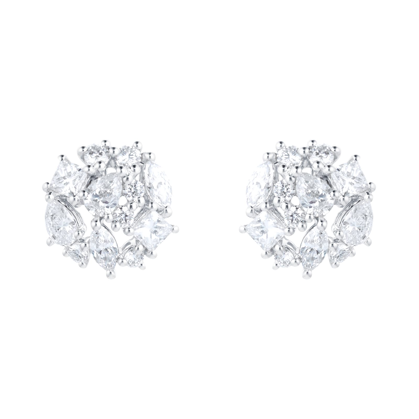 Mappin & Webb Riveret 18ct White Gold 1.50cttw Mixed Cut Diamond Stud Earrings