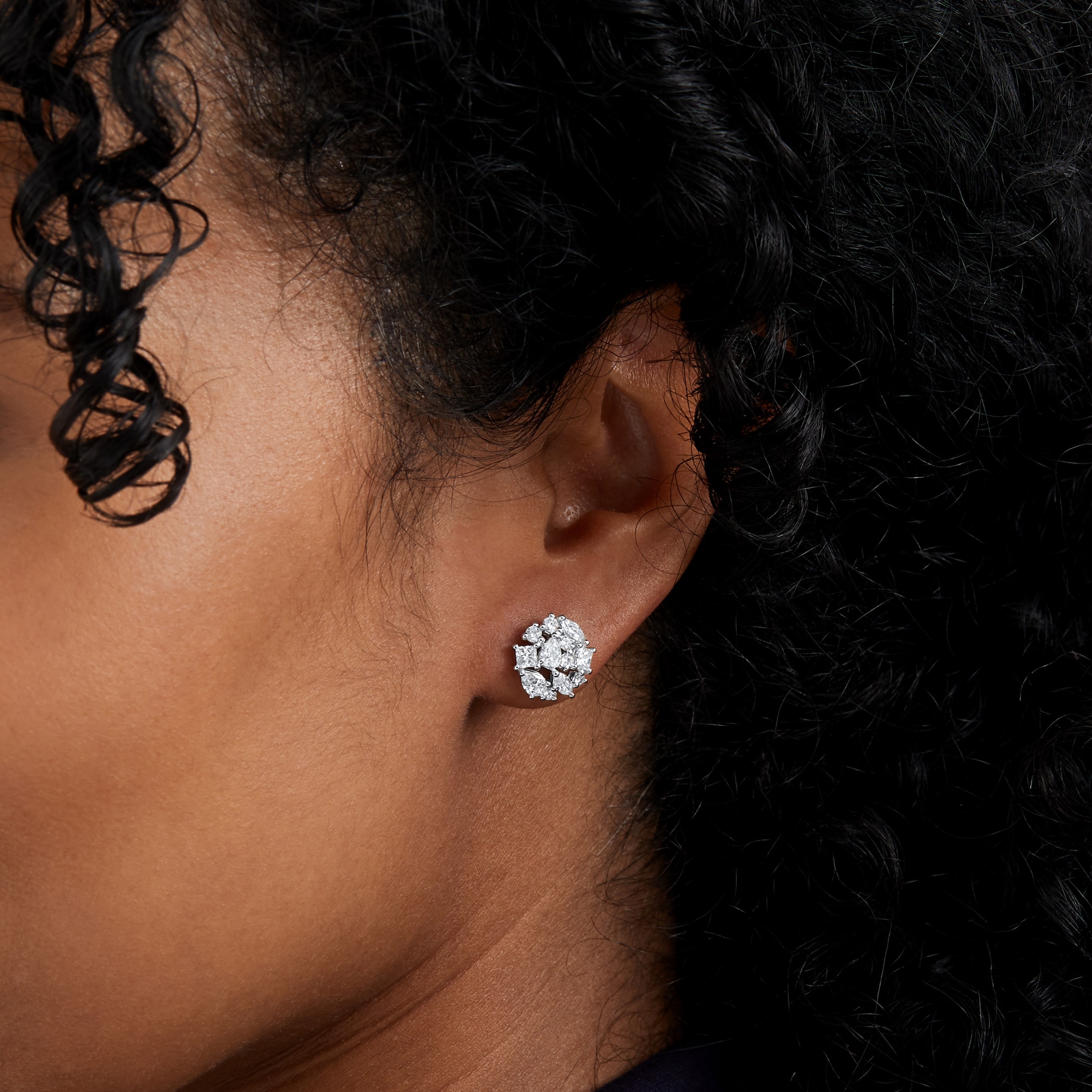 Mappin & Webb Riveret 18ct White Gold 1.50cttw Mixed Cut Diamond Stud Earrings Mappin & Webb Riveret 18ct White Gold 1.50cttw Mixed Cut Diamond Stud Earrings