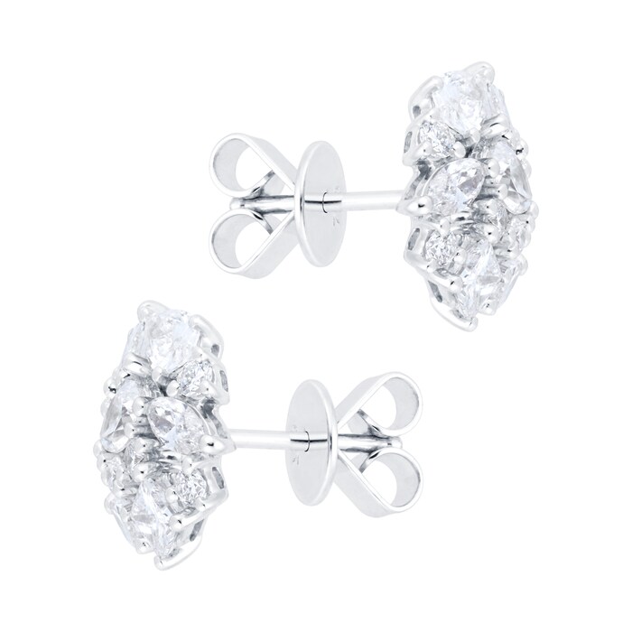 Mappin & Webb Riveret 18ct White Gold 1.50cttw Mixed Cut Diamond Stud Earrings