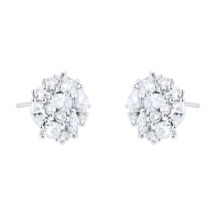 Mappin & Webb Riveret 18ct White Gold 1.50cttw Mixed Cut Diamond Stud Earrings