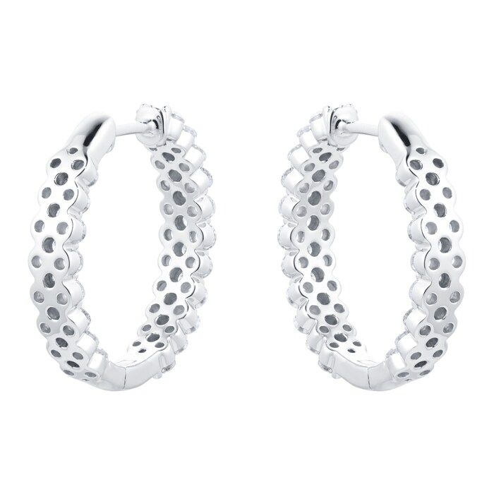 Goldsmiths 18ct White Gold 2.00cttw Double Row Diamond Hoop Earrings