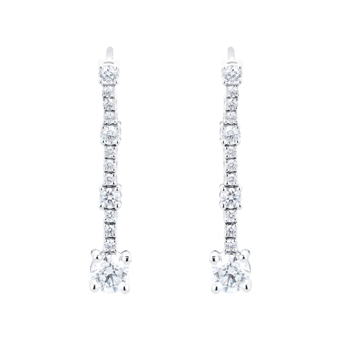 Goldsmiths 18ct White Gold 1.50cttw Linear Diamond Drop Earrings