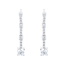 12153354 - 18ct White Gold 1.50cttw Linear Diamond Drop Earrings