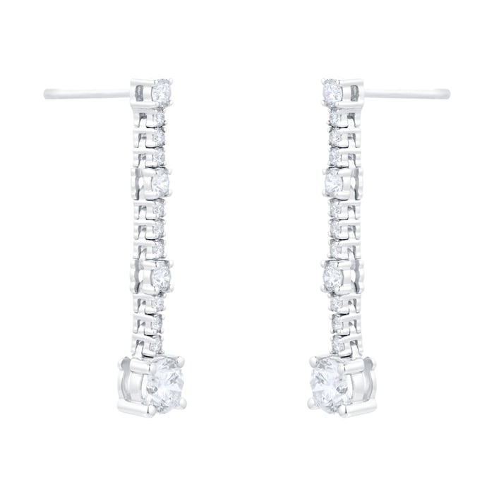 Goldsmiths 18ct White Gold 1.50cttw Linear Diamond Drop Earrings