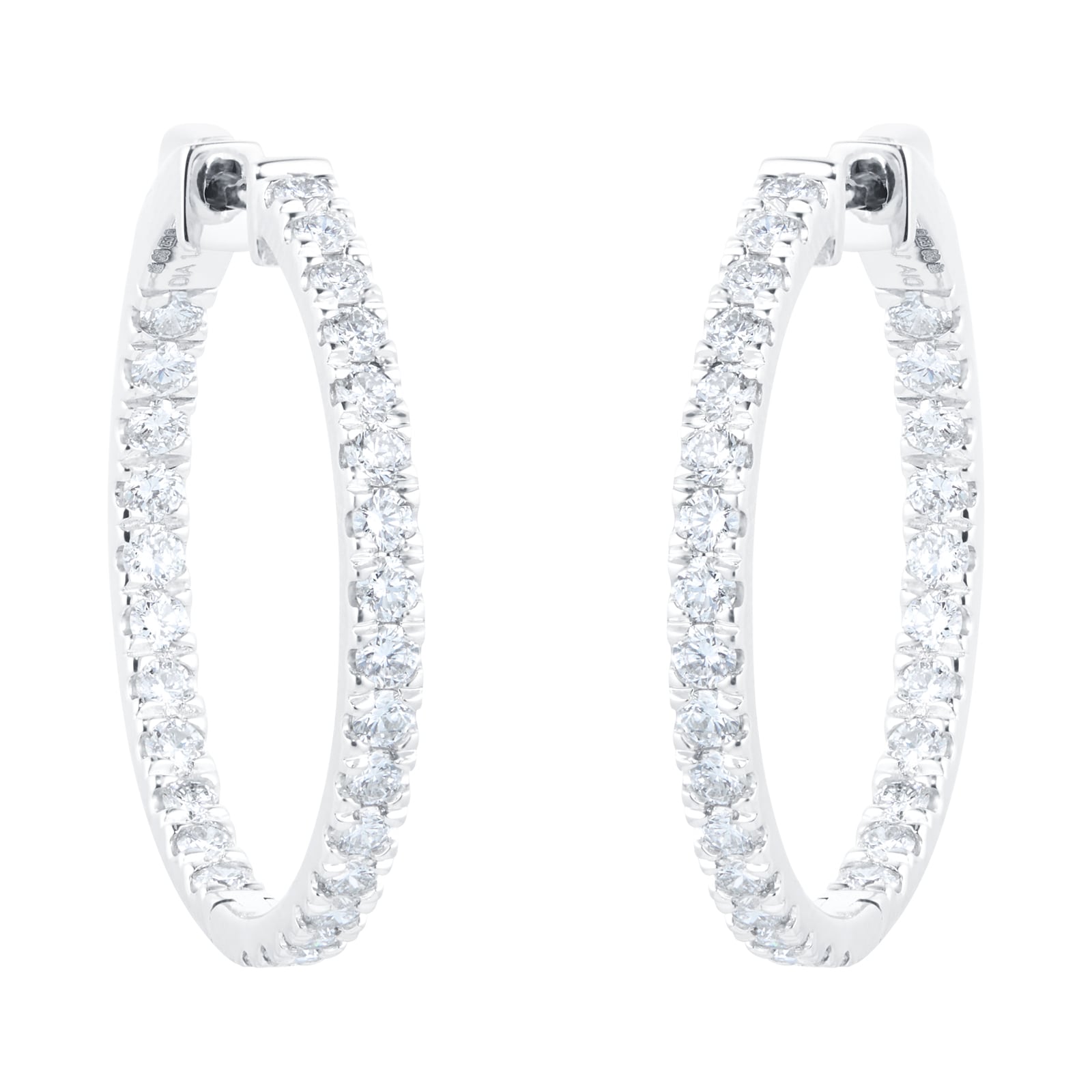 Goldsmiths 18ct White Gold 2.00cttw Diamond Hoop Earrings Goldsmiths 18ct White Gold 2.00cttw Diamond Hoop Earrings