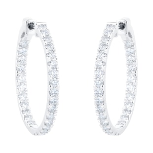 Goldsmiths 18ct White Gold 2.00cttw Diamond Hoop Earrings