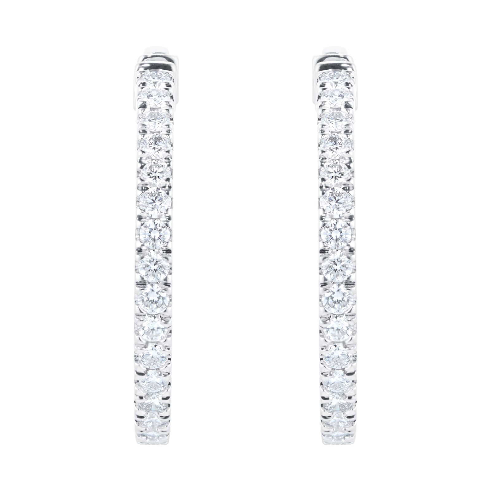 Goldsmiths 18ct White Gold 2.00cttw Diamond Hoop Earrings Goldsmiths 18ct White Gold 2.00cttw Diamond Hoop Earrings