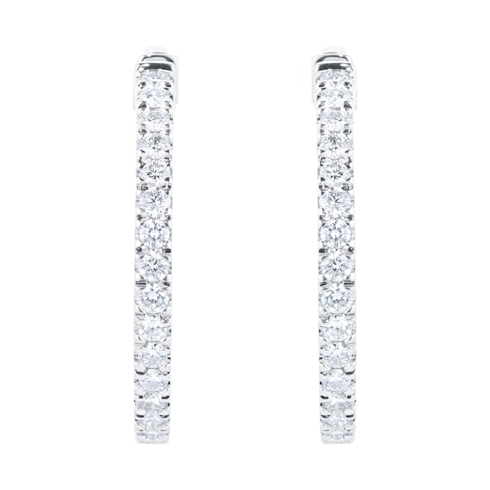 Goldsmiths 18ct White Gold 2.00cttw Diamond Hoop Earrings