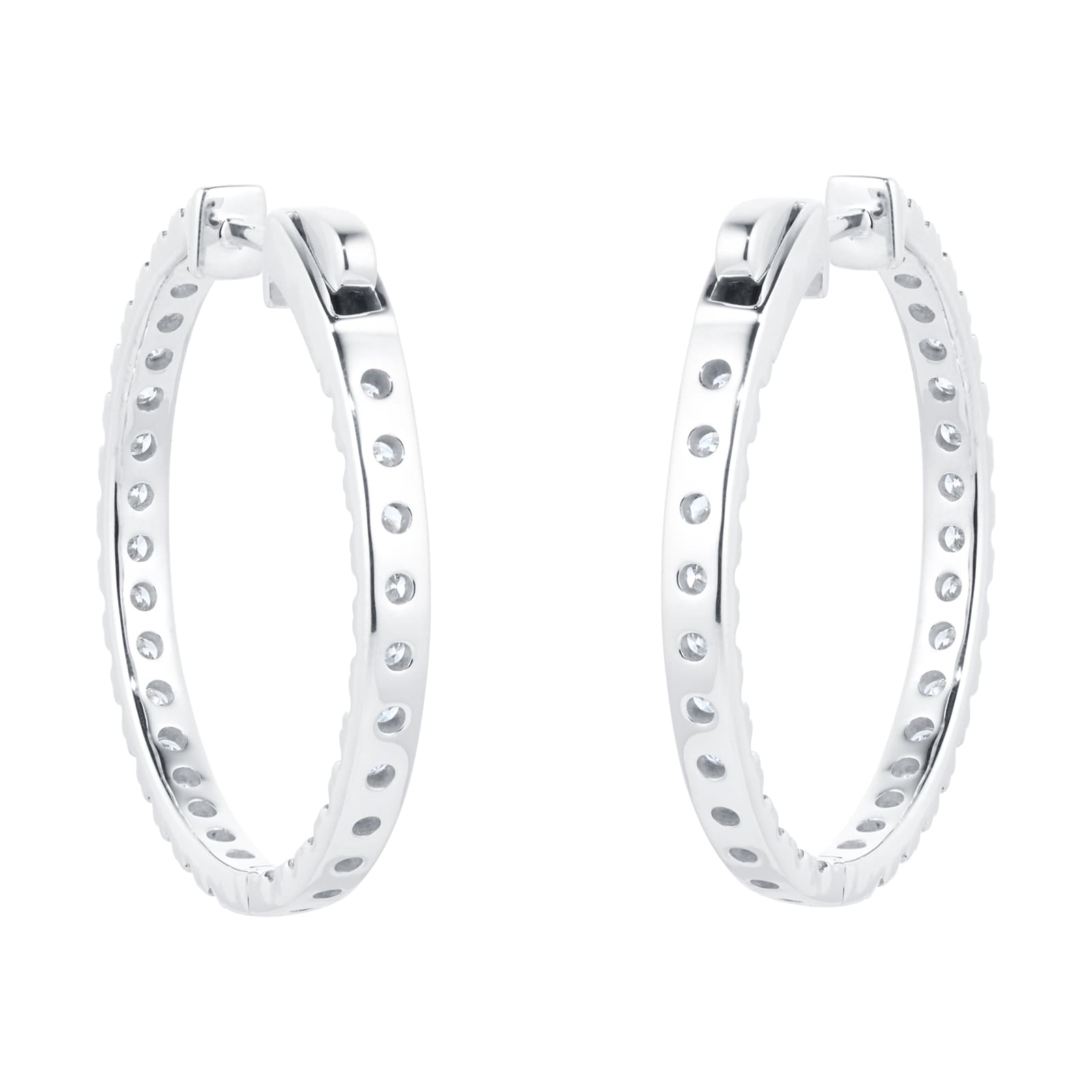 Goldsmiths 18ct White Gold 2.00cttw Diamond Hoop Earrings Goldsmiths 18ct White Gold 2.00cttw Diamond Hoop Earrings