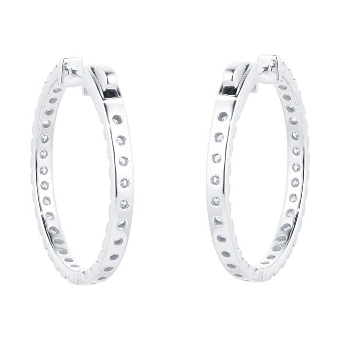 Goldsmiths 18ct White Gold 2.00cttw Diamond Hoop Earrings