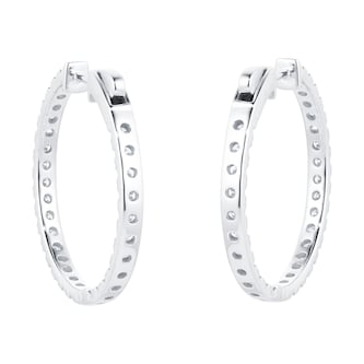 Goldsmiths 18ct White Gold 2.00cttw Diamond Hoop Earrings Goldsmiths 18ct White Gold 2.00cttw Diamond Hoop Earrings