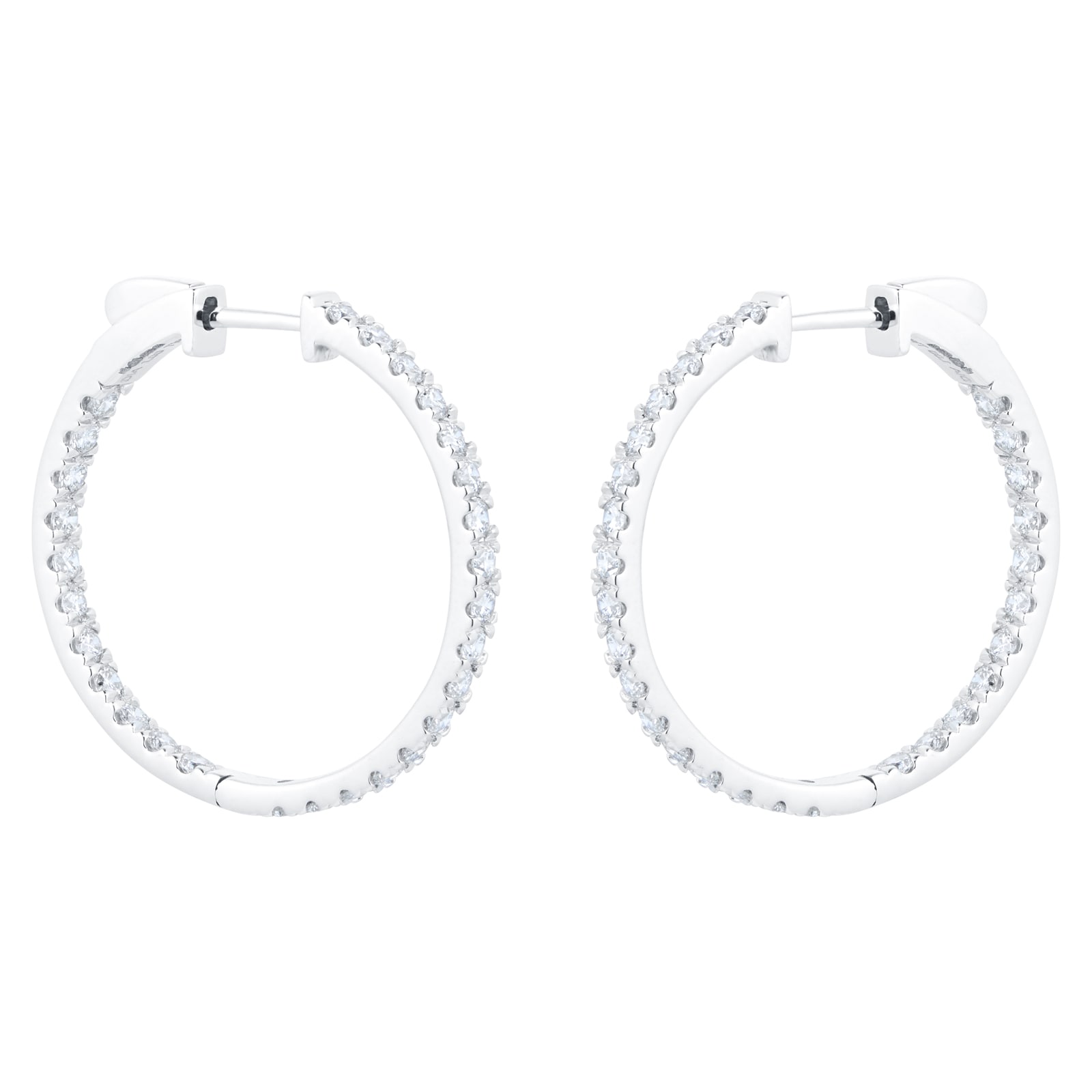 Goldsmiths 18ct White Gold 2.00cttw Diamond Hoop Earrings Goldsmiths 18ct White Gold 2.00cttw Diamond Hoop Earrings