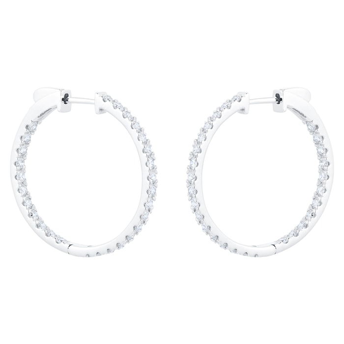 Goldsmiths 18ct White Gold 2.00cttw Diamond Hoop Earrings