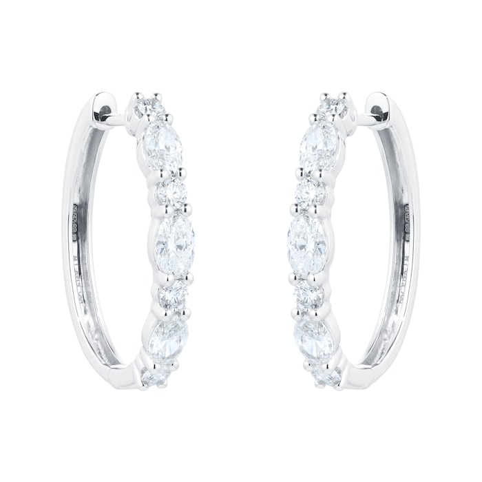 Goldsmiths 18ct White Gold 2.25ct Diamond Oval Hoop Earrings