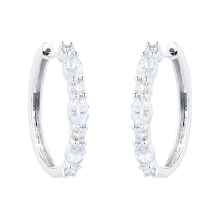 Goldsmiths 18ct White Gold 2.25ct Diamond Oval Hoop Earrings