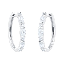 12153356 - 18ct White Gold 2.25ct Diamond Oval Hoop Earrings