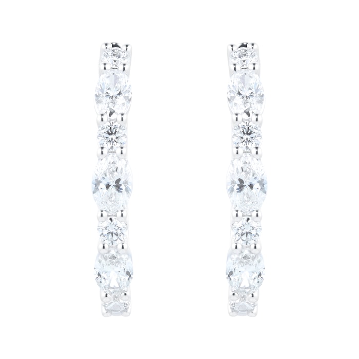 Goldsmiths 18ct White Gold 2.25ct Diamond Oval Hoop Earrings